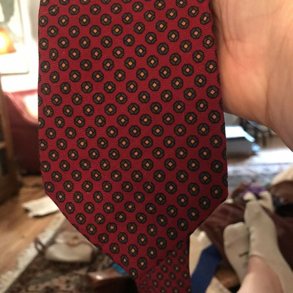 Vintage Liberty Of London Mens Tie Wool Red Floral